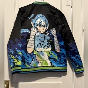 Meta Anime Graphic satin Jacket with Bold Design